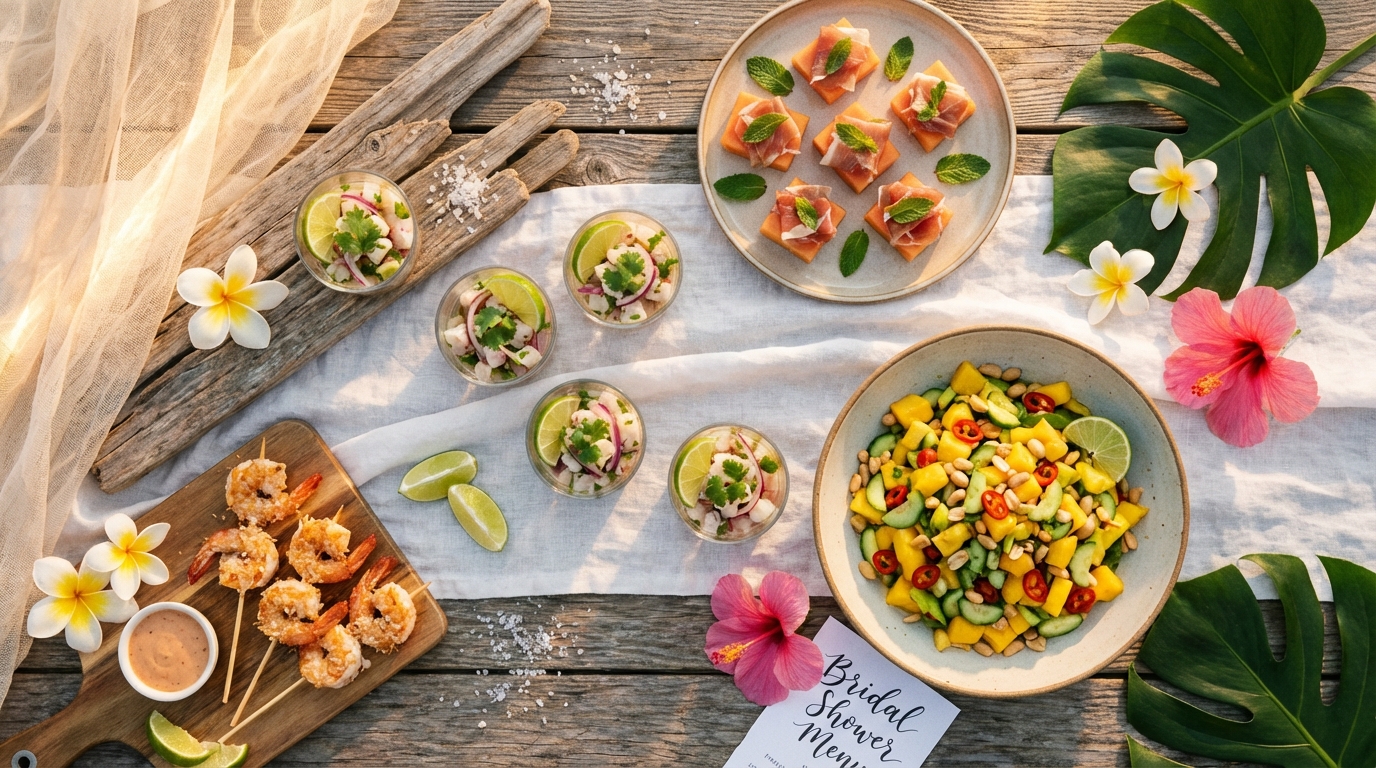 Beach Themed Bridal Shower Menu: 20 Tropical Food Ideas Your Guests Will Love