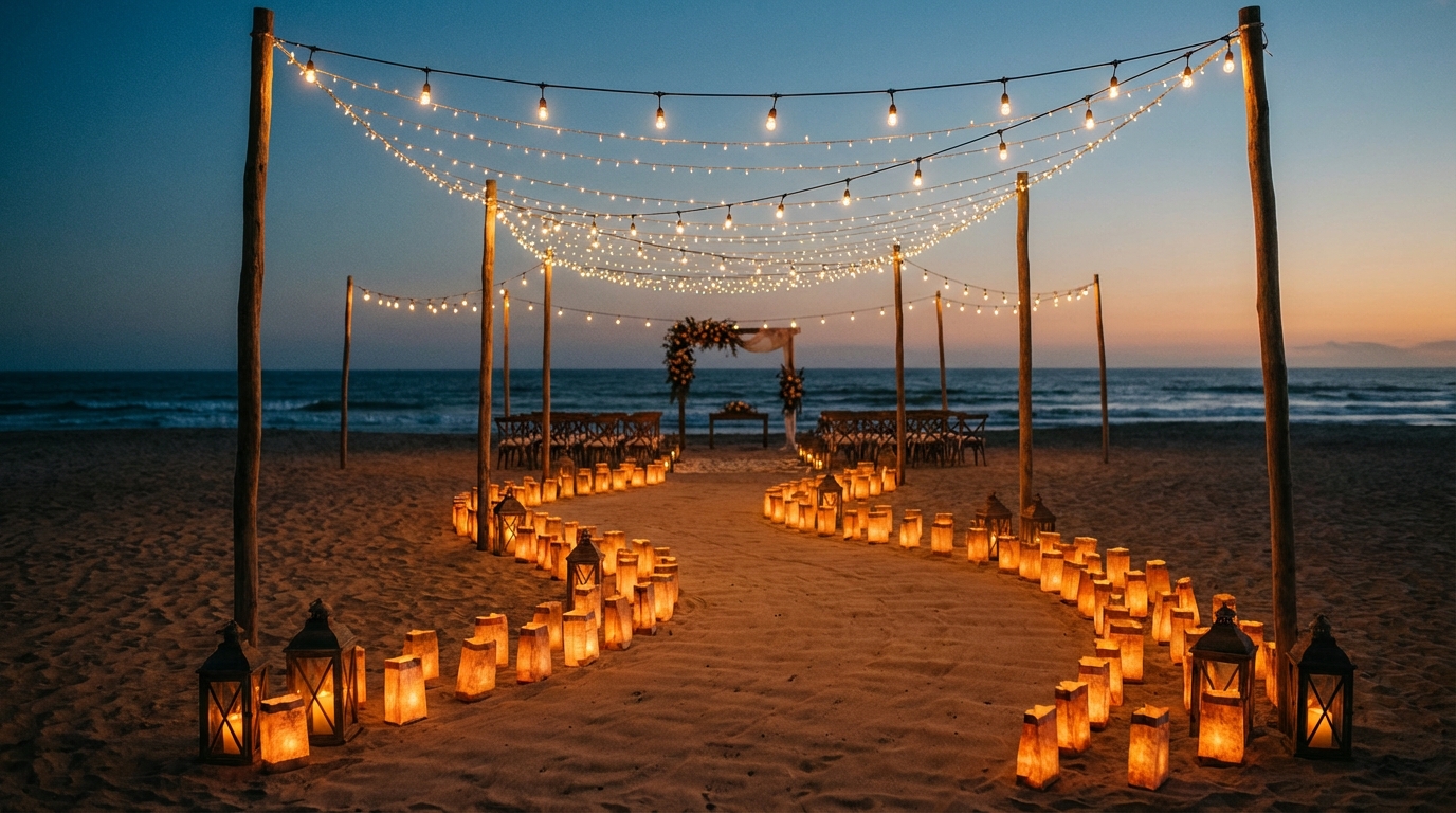 Evening Beach Wedding Lighting Ideas: 15 Ways to Make Your Night Ceremony Magical